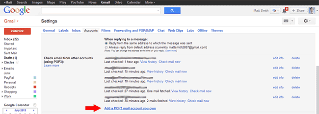 Gmail - Add POP3 mail